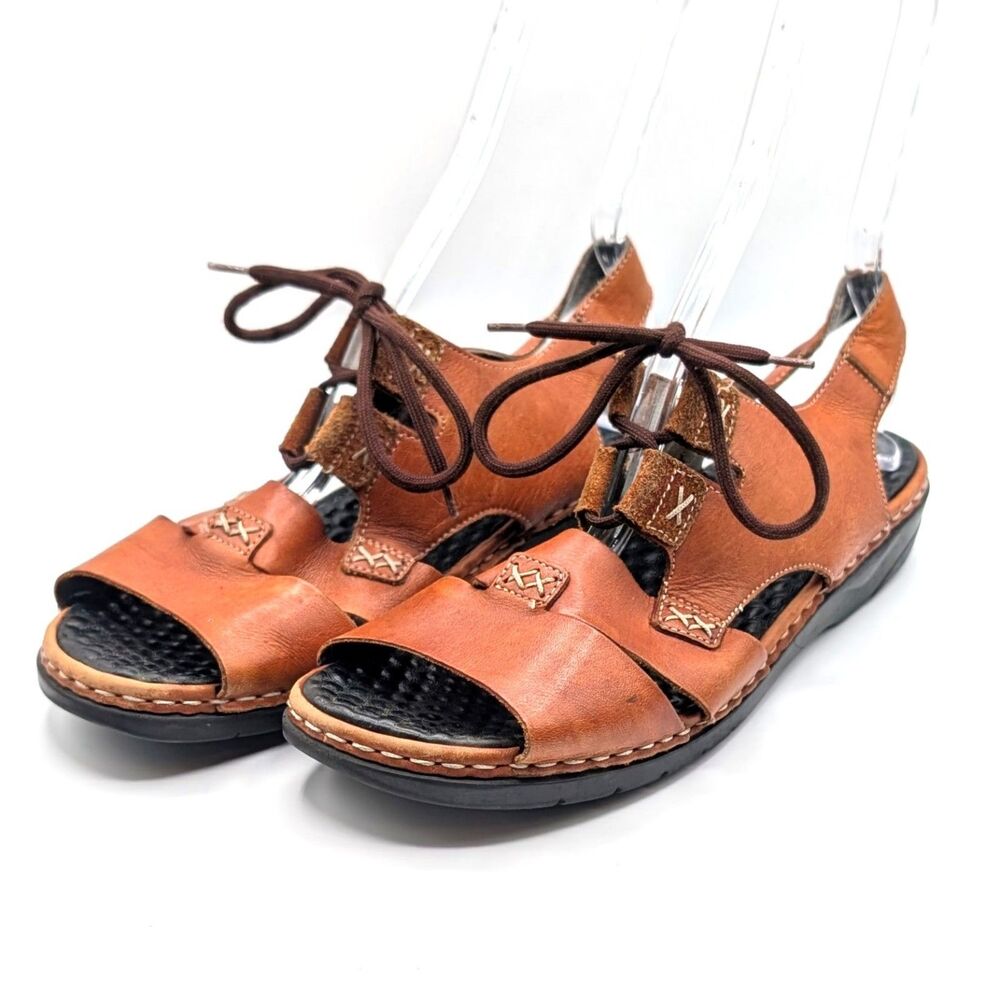 Rieker Sandals Brown Leather Fisherman's Lace Up Women's Size EU 42 / US 11.5